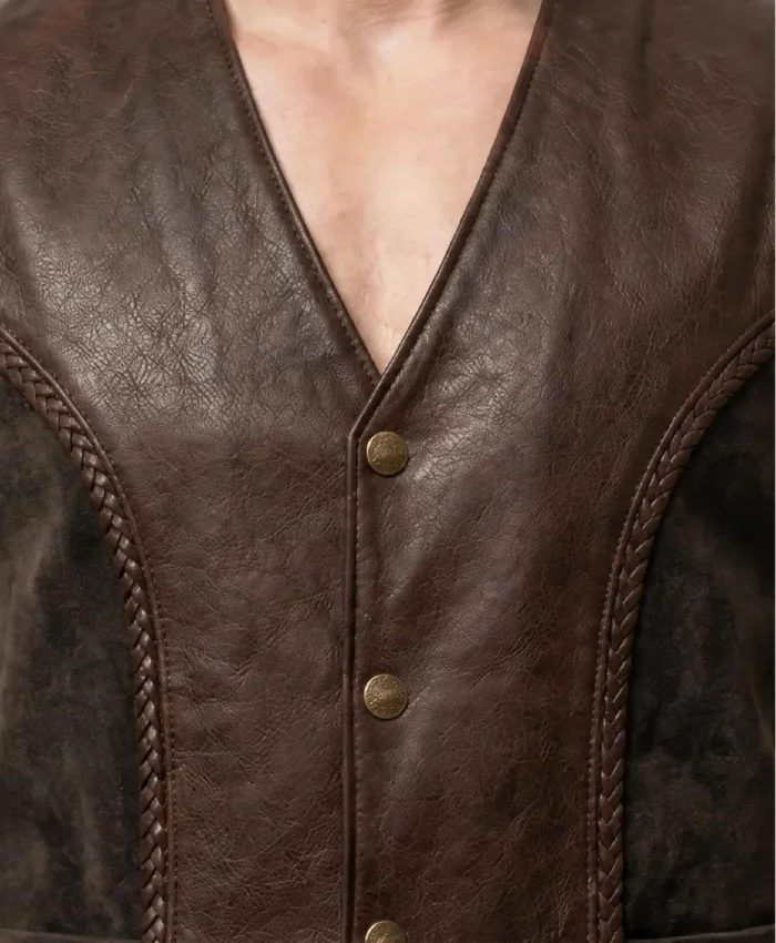 Suede Motorcycle Biker Vest with Braided Design For Men