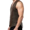 Suede Motorcycle Biker Vest with Braided Design For Mens
