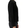 Womens Suede Black Jacket with Leather Collar - Copy