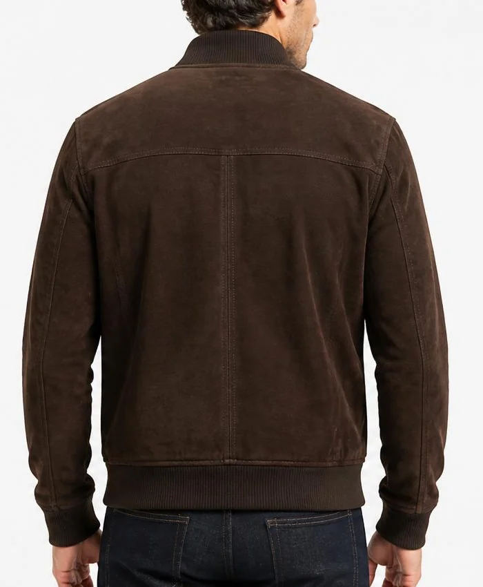 Sven Mocha Suede Bomber Jacket For Men