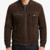Sven Mocha Suede Bomber Jacket For Mens