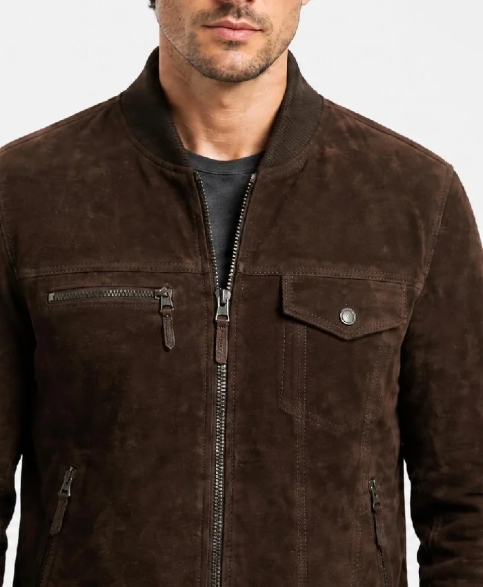 Sven Mocha Suede Bomber Jacket Men
