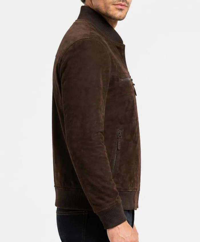 Sven Mocha Suede Bomber Jacket Mens