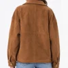 Womens Tan Brown Oversized Suede Leather Jacket