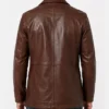 Mens Tan Distressed Leather Car Coat