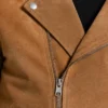 Tan Suede Biker Style Jacket For Men