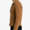 Tan Suede Biker Style Jacket For Mens