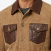 Tan Suede Jacket with Leather Detail For Men