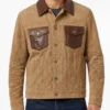 Tan Suede Jacket with Leather Detail Mens
