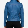 Tavares Womens Vivid Blue Biker Style Leather Jacket