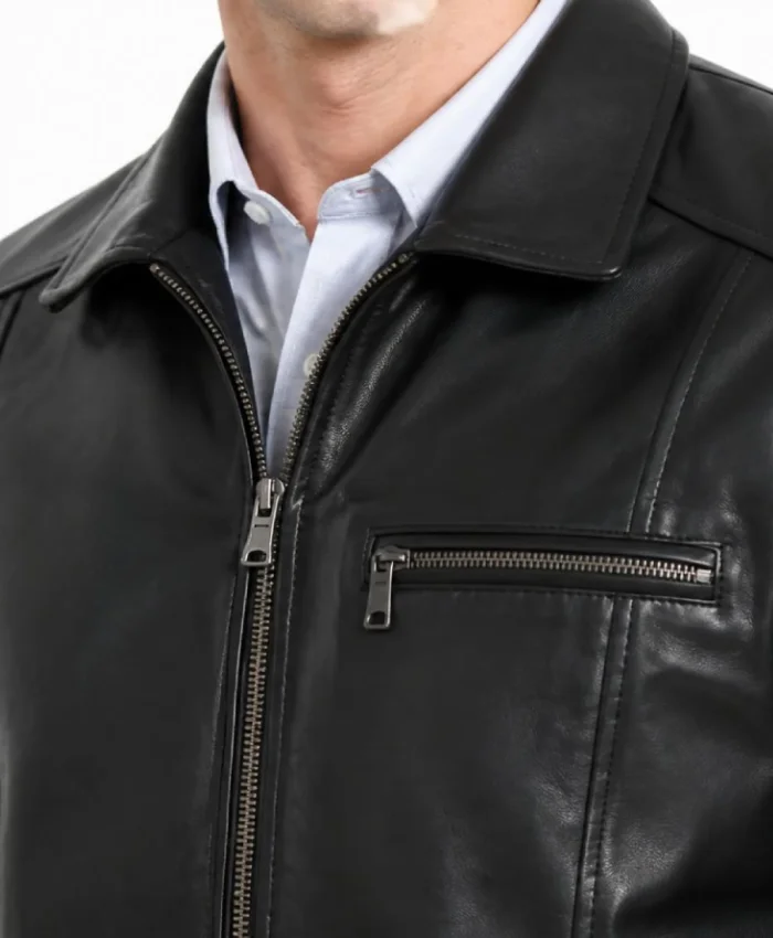 Ting Bomber Genuine Leather Jacket For Men