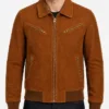 Tomchi Tan Suede Leather Jacket For Mens