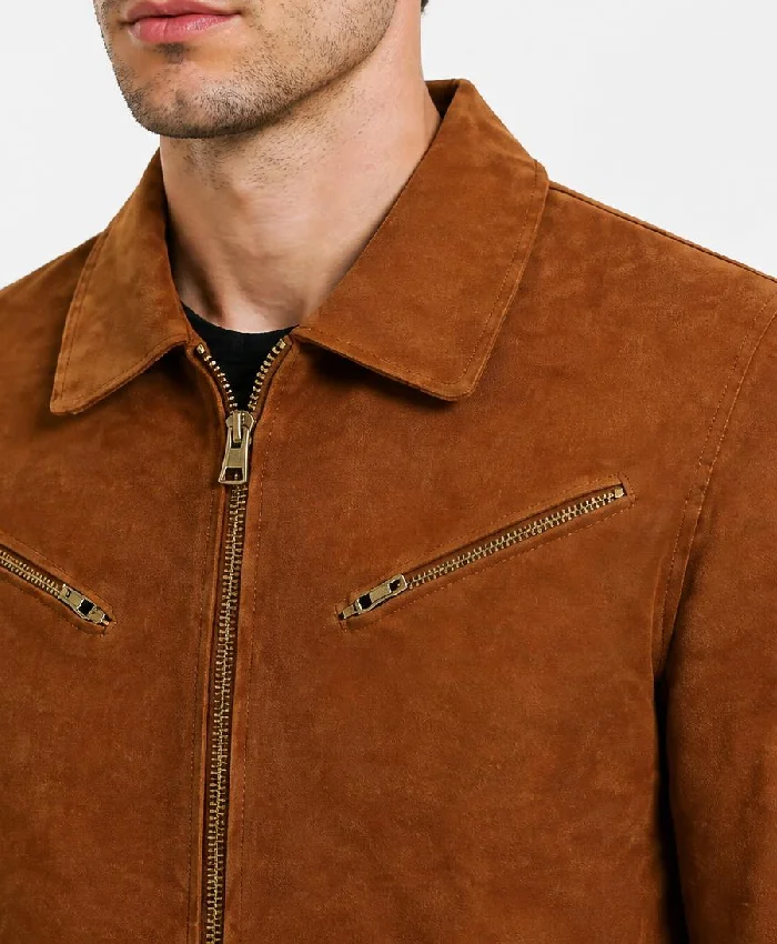 Tomchi Tan Suede Leather Jacket Men