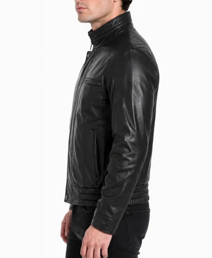Triple Pocket Leather Bomber Jacket