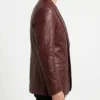 Mens Two Button Maroon Leather Blazer