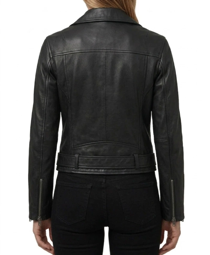 Buy Vyxen Cropped Leather Biker Jacket