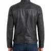 Men's Washed Black Distressed Cafe Racer Jacket