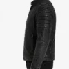 Washed Black Distressed Cafe Racer Leather Jacket For Men