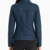 Blue Washed Harrington Leather Jacket for Women