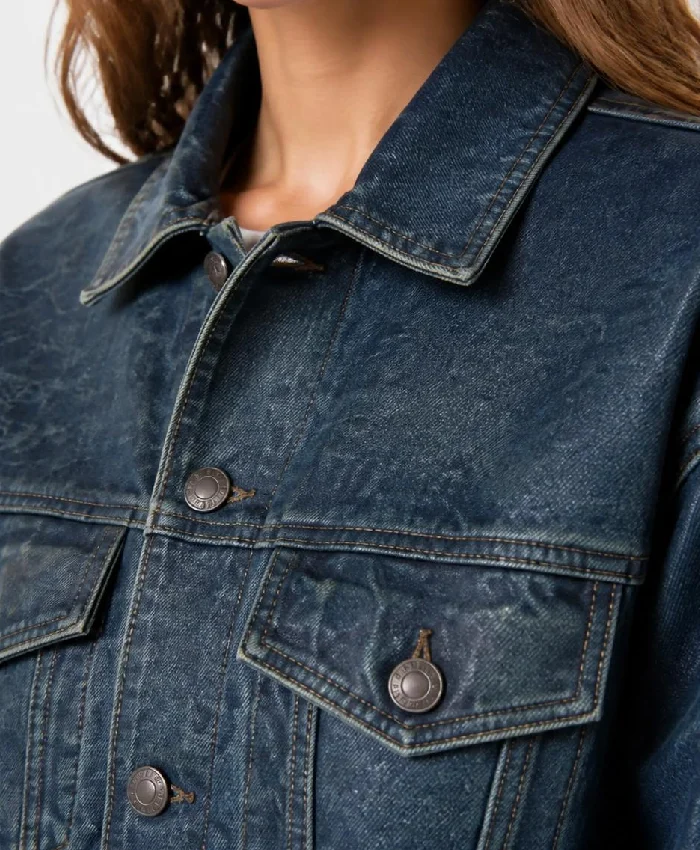Washed Oversized Leather Jacket For Women