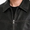 Waxed Leather Oversized Black Bomber Drop Shoulder Jacket Mens