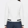 White Varsity Leather Jacket For Women