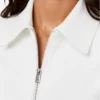 White Varsity Leather Jacket Women