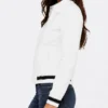 White Varsity Leather Jacket Womens