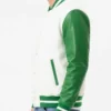 White and Green Leather Varsity Jacket Mens