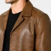 Winchester Camel Brown 3_4 Length Leather Car Coat Men
