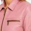 Women Austin Pink Cafe Racer Leather Jacket