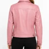 Austin Women Pink Cafe Racer Real Leather Jacket