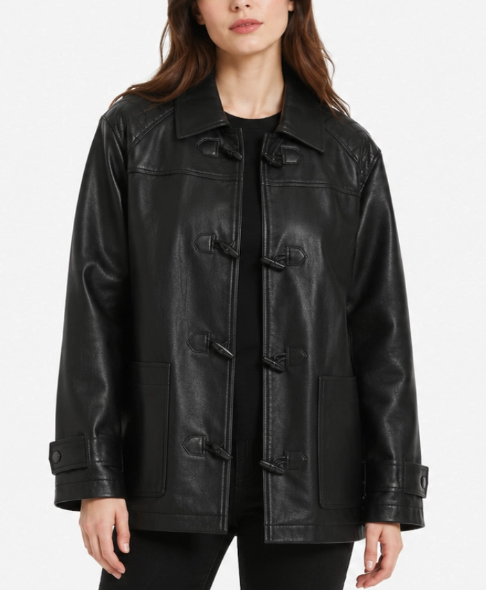 Black Leather Jacket Women Oversized