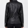 Double Breasted Black Leather Blazer for women