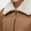 Women Nymeria Tan Suede Shearling Jacket