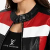 Women Scarlet Cafe Racer Color Block Jacket