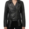 Vyxen Cropped Biker Leather Jacket for Womens