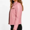 Womens Austin Pink Cafe Racer Leather Jacket