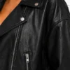 Womens Biker Oversized Leather Jacket in Black