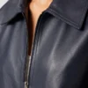 Womens Oversized Leather Jacket in Blue
