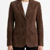 Shop Womens Brown Suede Leather Blazer
