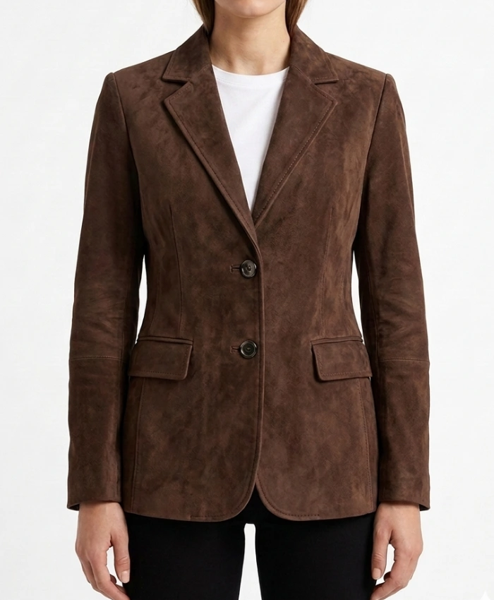 Shop Womens Brown Suede Leather Blazer