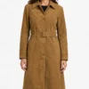 Womens Button Down Suede Brown Coat