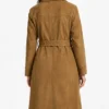 Womens Button Down Brown Suede Coat