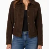 Classic Dark Brown Suede Jacket for Womens
