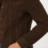 Classic Dark Brown Suede Jacket for Womens