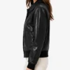 Womens Jose Black Shirt Collar Harrington Leather Jacket