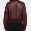 Womens Maroon Bomber Leather Jacket