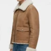 Womens Nymeria Tan Suede Shearling Jacket