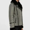 Womens Paracosm Grey Suede Shearling Jacket